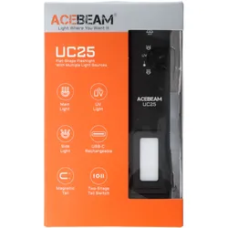AceBeam UC25 mit 3.100 Lm Kalt.- Warmweißem / UV Licht und grünem Laser, Schwarz