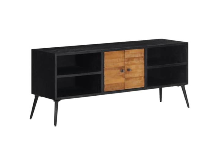 Kaorsrow TV-Schrank 112x31x45 cm Lowboard Fernsehtisch Teakholz Massiv Rustikales TV-Möbel aus recyceltem Teakholz und Metall für Wohnzimmer und Schlafzimmer mit geräumigen Fächern.