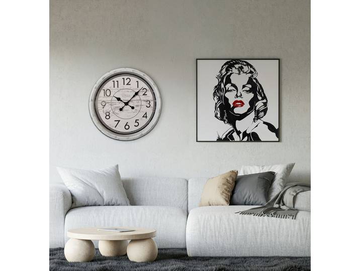 Horloge murale Ariana Verre acrylique / Verre transparent Ø 58cm Blanc