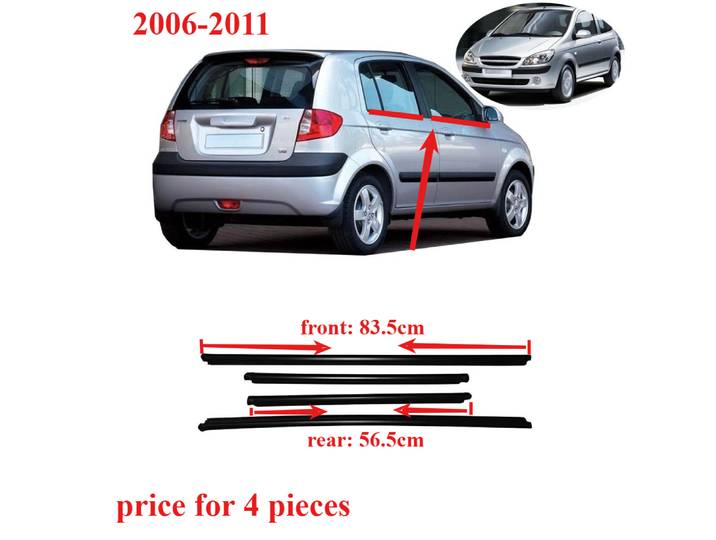 Pour Hyundai Getz 2006-2011, protection de pare-brise, moulage de joint d'étanchéité, bande de fenêtre pour Getz 82210-1C001, 4 pièces, caoutchouc extérieur pour fenêtres