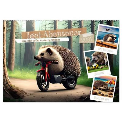 Igel-Abenteuer (Wandkalender 2027 DIN A2 quer), CALVENDO Monatskalender