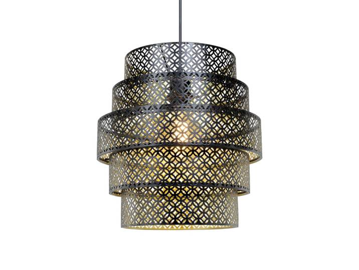Suspension en métal coloris extérieur noir & intérieur coloris doré