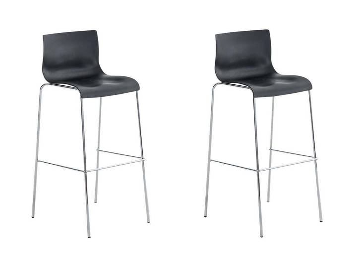 TPFLiving 2er Set Barhocker Hope 4-Fuß Gestell Metall in Chromoptik Kunststoff - Schwarz