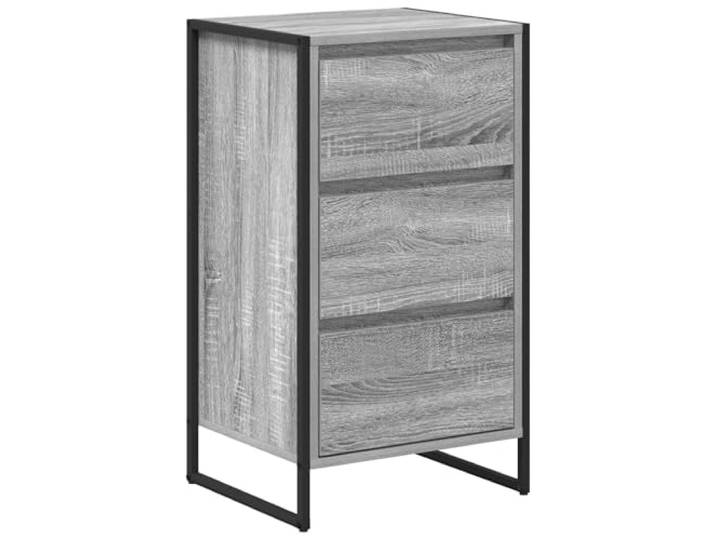 KPOTUERTU Sideboard Graues Sonoma 42 x 36 x 75,5 cm Holzwerkstoff Stahlbeine, viele Fächer, schlanke Form, pflegeleichte Oberflächen, modernes Design, Wohnzimmer