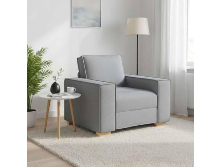 HEFZGDB Helles Graues Sofa Stuhl 60 cm Stoff Bezug Weiches Polster Atmungsaktiv Strapazierfähig Holz Metall Rahmen Breite Armlehnen Dick Gepolstert Sitz Rückenlehne Gemütlich