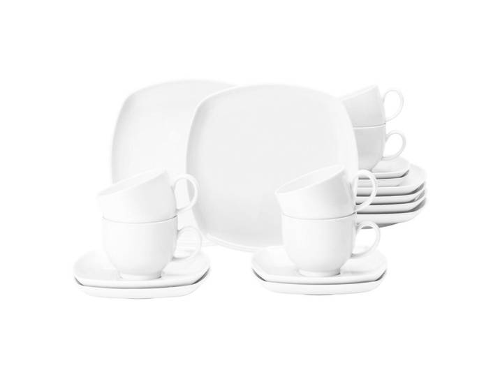 Seltmann Weiden Kaffeeservice Lido Weiß weiß 18-tlg., Keramik, 18-teilig, Rechteckig, 24x18.1x43 cm, Geschirr, Geschirrsets, Kaffeeservice