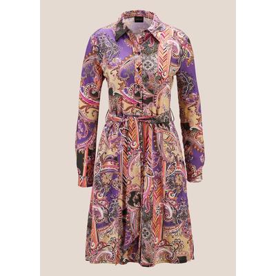 Sommerkleid MADELEINE "Kleid Schwungvolles Sommerkleid mit Unikat-Print", Damen, Gr. 38, N-Gr, lila (ultraviolett, multicolor), Obermaterial: 100% Viskose CV., Modern, gerade, Kleider Sommerkleid