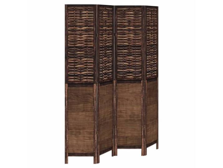 vidaXL Raumteiler 4-TLG., Paravent mit Faltdesign,Trennwand für Wohnzimmer Schlafzimmer Büro, Sichtschutz, Dunkelbraun Massivholz Paulownia