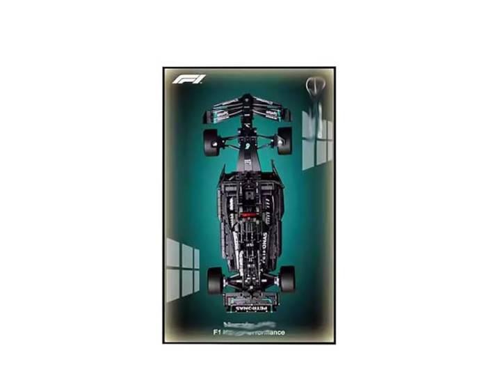 Display-Wandtafel für Lego 42171 F1-Rennmodell, dekorative Display-Panels für Lego-Auto, Wandmontage, Geschenk (nur Displaywand, kein Modell) (mit Licht-USB-Typ)