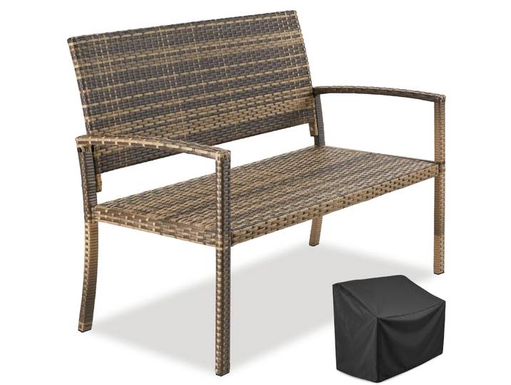 Rattan-Gartenbank Murat 2-Sitzer, wetterfest, 250 kg - natur