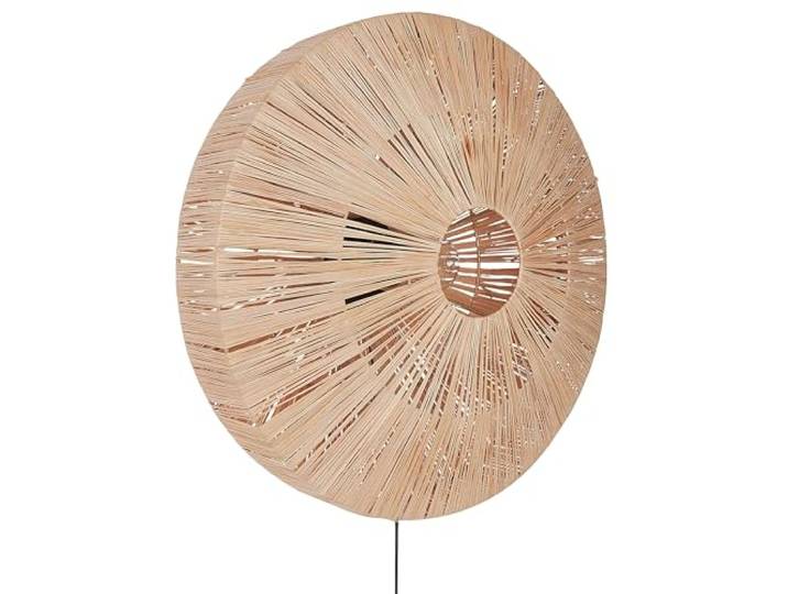 Beliani Wandlampe aus Stroh natürlich rund Boho Stil modern Lumut