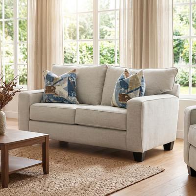 Furniture of America Nestia Fabric Track Arm Upholstered Loveseat with Accent Pillows