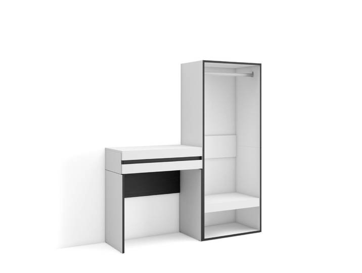 Table console d´entrée effet bois blanc 130x35x145cm
