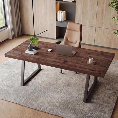 Bluebell "63"" Solid Wood Industrial Executive Desk with Strong Metal Legs, Computer Desk, Study Writing Table Business Workstation"