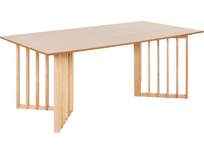 BELIANI Esstisch in modernem Design mit Rillenfuß in Helle Esche Holz 200 x 100 cm