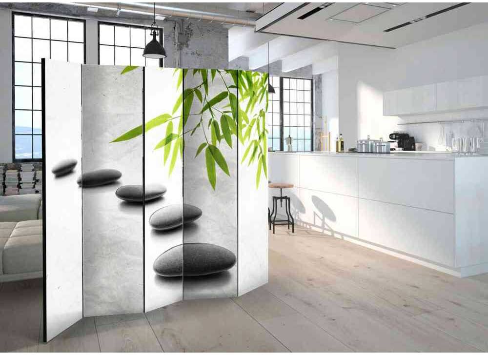 Pharao24.de Paravent mit Steinen und Bambus Zen Design