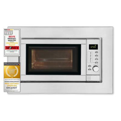 Exquisit Einbau-Mikrowelle EMW 19-7 G | Grill | max. 900 W | Garraum 20 l | Edelstahl-Glas Front