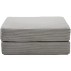 OKWISH Klappbarer Fußschemel Cordstoff hellgrau 109x95x43 cm, ausklappbar zum Einzelsessel oder Sofabett, komprimiert & montagefrei