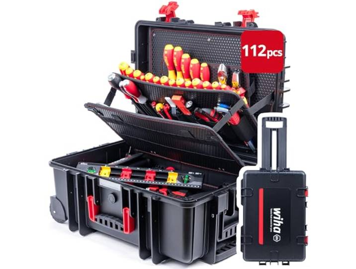 Wiha Caisse à outils électricien Competence XXL II 115 pièces (42069) (42069) VDE insulated tools I sturdy trolley case I ideal for professional use I tool box I filled tool case