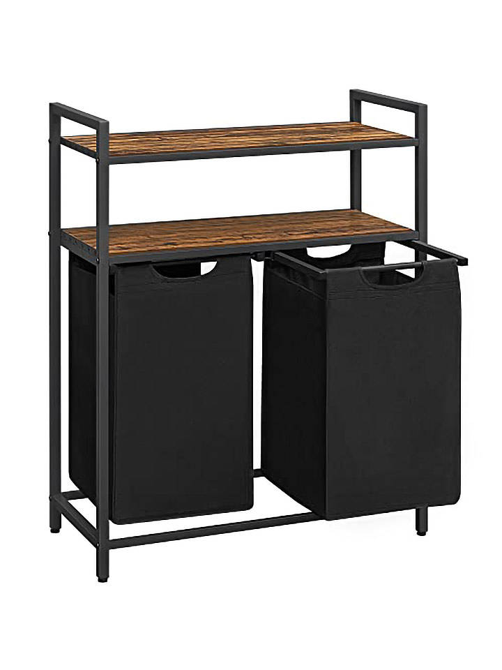 SONGMICS Wäschekorb in Schwarz/ Braun - (B)73 x (H)91 x (T)33 cm - onesize