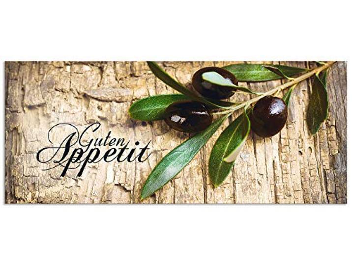 ARTland Spritzschutz Küchenrückwand aus Alu für Küche Herd Spüle 120x50 cm (BxH) mit Motiv Kräuter Olive Guten Appetit Olivenzweig Holzoptik Braun H6ZI