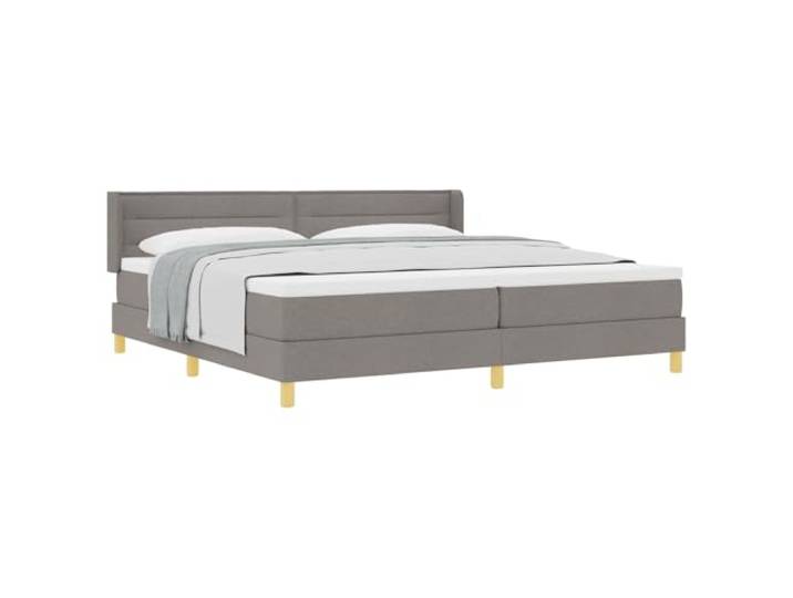 PUGYNBK Boxspringbett, 200 x 200 cm, Taupé, Stoff Massives Kiefernholz, verstellbares Kopfteil, starre Lamellenbasis, moderner Stil