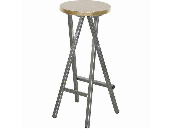 Fun Star Barhocker Barhocker, klappbar Stahlgestell, Sitzfläche aus Kiefernholz, pulverb.