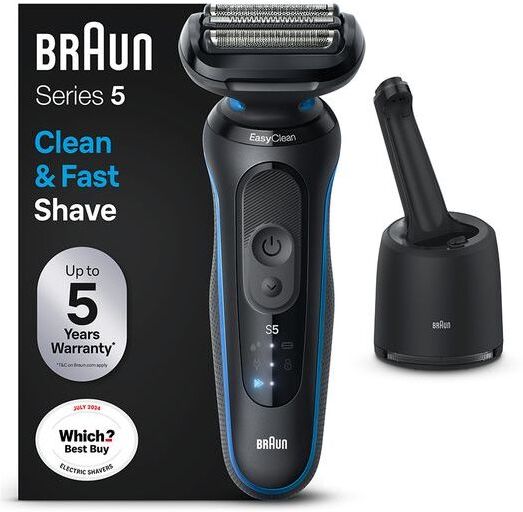 Braun Series 5 52-B7000cc Wet & Dry Shaver with SmartCare Centre – Blue, New