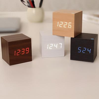 HomeDecorAndMore LLC Modern Digital Wood Clock LED Wooden Digital Wall Clock For Home & Office Oak Orange Light
