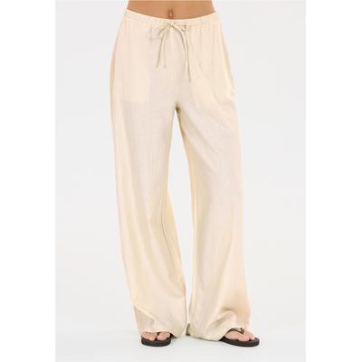 Stoffhose ATHLECIA "Resort", Damen, Gr. 40, EURO-Größen, weiß, 55% Leinen, 45% Viskose, unifarben, lang, Hosen Stoffhose, in atmungsaktiver Qualität