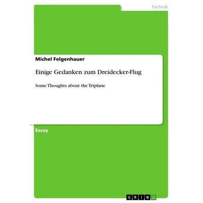 Einige Gedanken zum Dreidecker-Flug, Taschenbuch von Michel Felgenhauer, GRIN, 978-3-668-82113-2