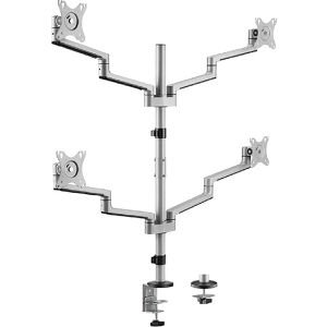 LogiLink Monitorhalterung BP0211, VESA 75x75 & 100x100 mm, für Tisch, höhenverstellbar, drehbar, bis 32 Zoll, 2 Monitore