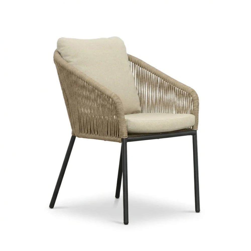 Lexis dining tuinstoel met touw en aluminium in Sahara Dust