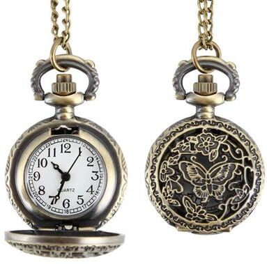 ModernMart Vintage Butterfly Pocket Watch Necklace For Women Retro Quartz Pendant Timepiece Gift Vintage Butterfly Pocket Watch Necklace For Women Retro Quartz Pendant Timepiece Gift