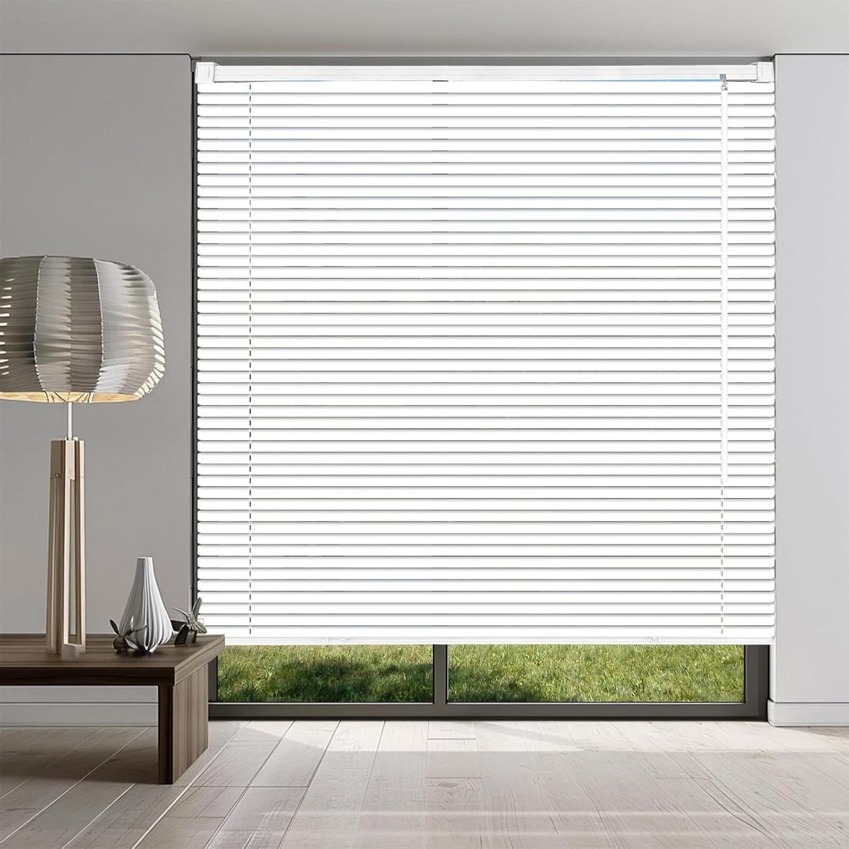 Mini jaloezieën Wit Vinyl Raambekleding met Draadloos Bedieningssysteem 104 x 183 cm