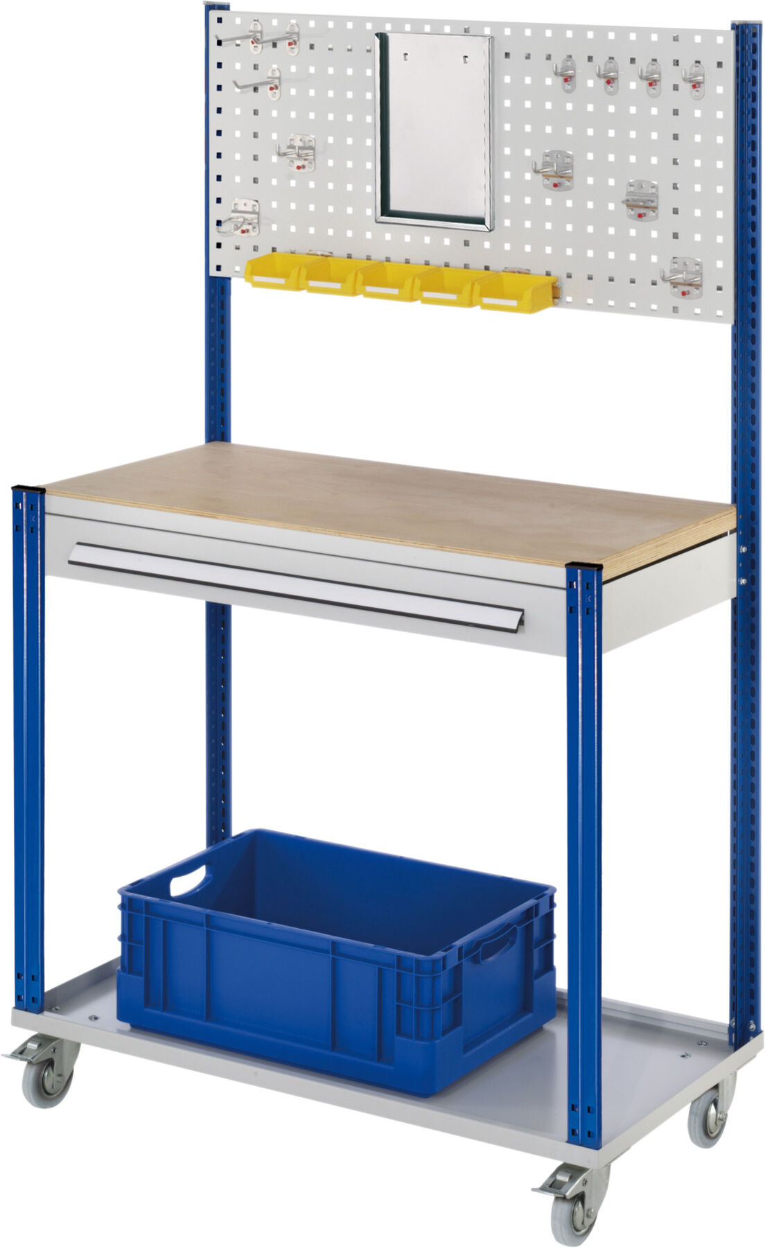 Kappes Mobile Arbeitsstation RAL 7035/5010 B1000 mm 1 Schublade Lochplatte (5302.00.2516)