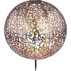 Windlicht Solar Garten Solarleuchte Kugel orientalsichLED Steckleuchte IP44, Erdspitz, Metall Muster antik silbergrau, 1x LED 3000K, DxH 40x50 cm
