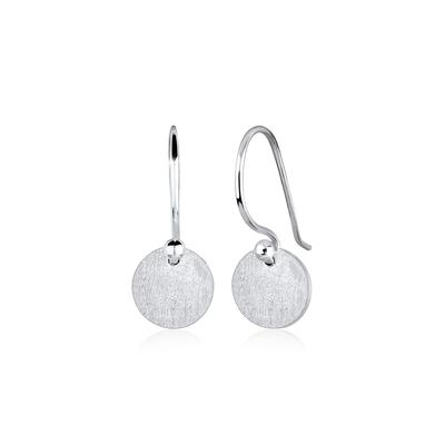 Paar Ohrhänger ELLI "Ohrhänge Plättchen Kreis Matt Schmuck Geschenk 925 Silber", silber, Ohrringe, Damen, onesize, ohne Stein, Silber 925 (Sterlingsilber)