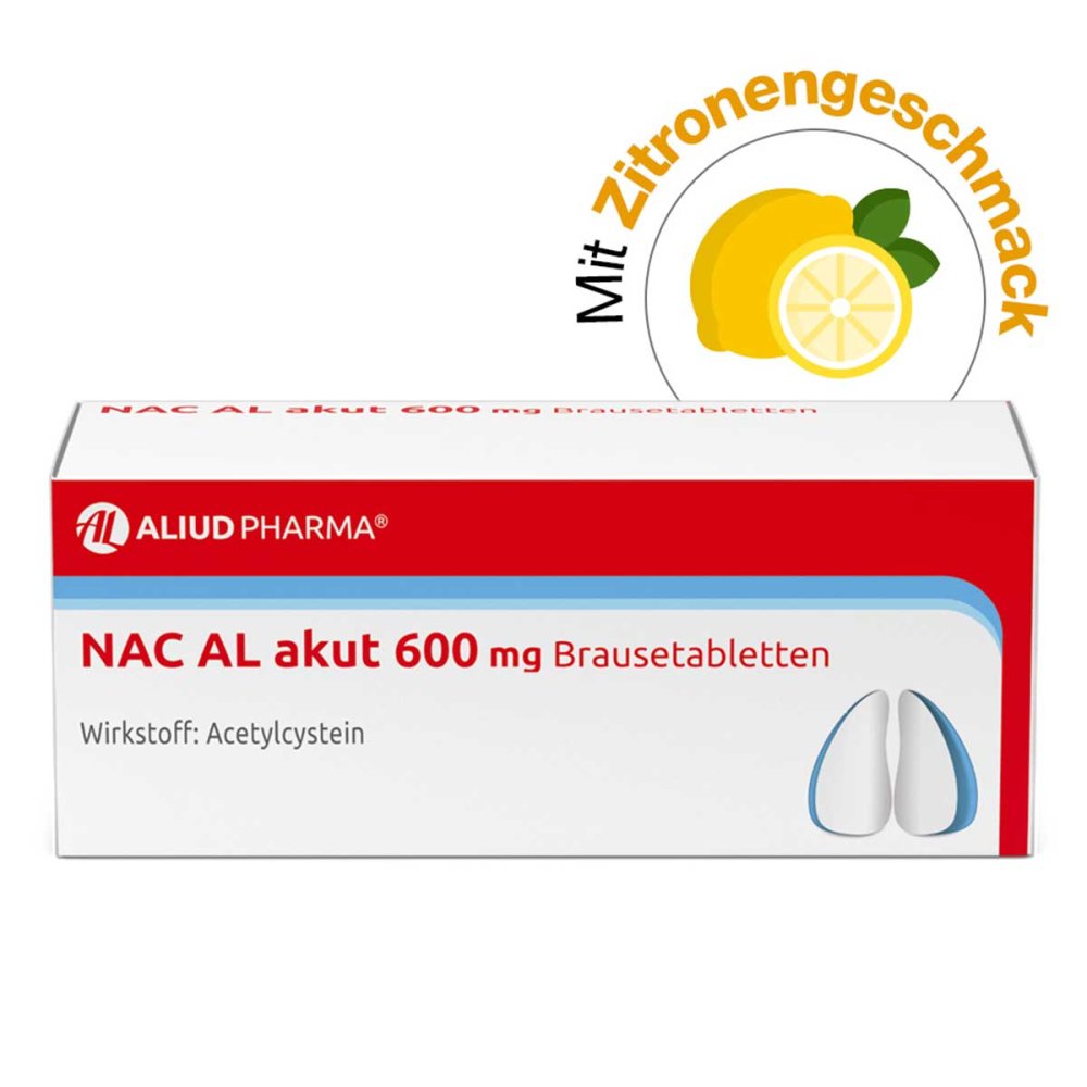 ALIUD Pharma GmbH NAC AL akut 600 mg Brausetabletten bei Husten (Schleimlöser) 00724784