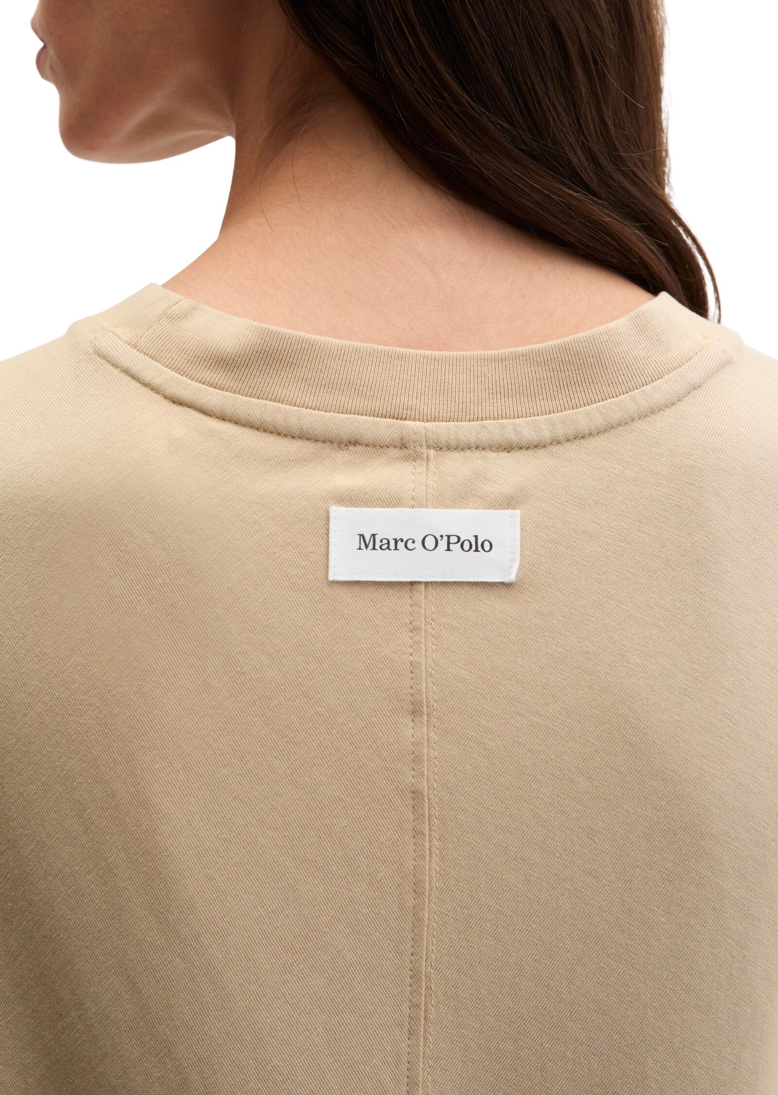 T-Shirt MARC O'POLO "aus regenerativer Bio-Baumwolle", Damen, Gr. L, beige (sandpaper), Obermaterial: 100% Baumwolle, unifarben, loose fit, Shirts T-Shirt