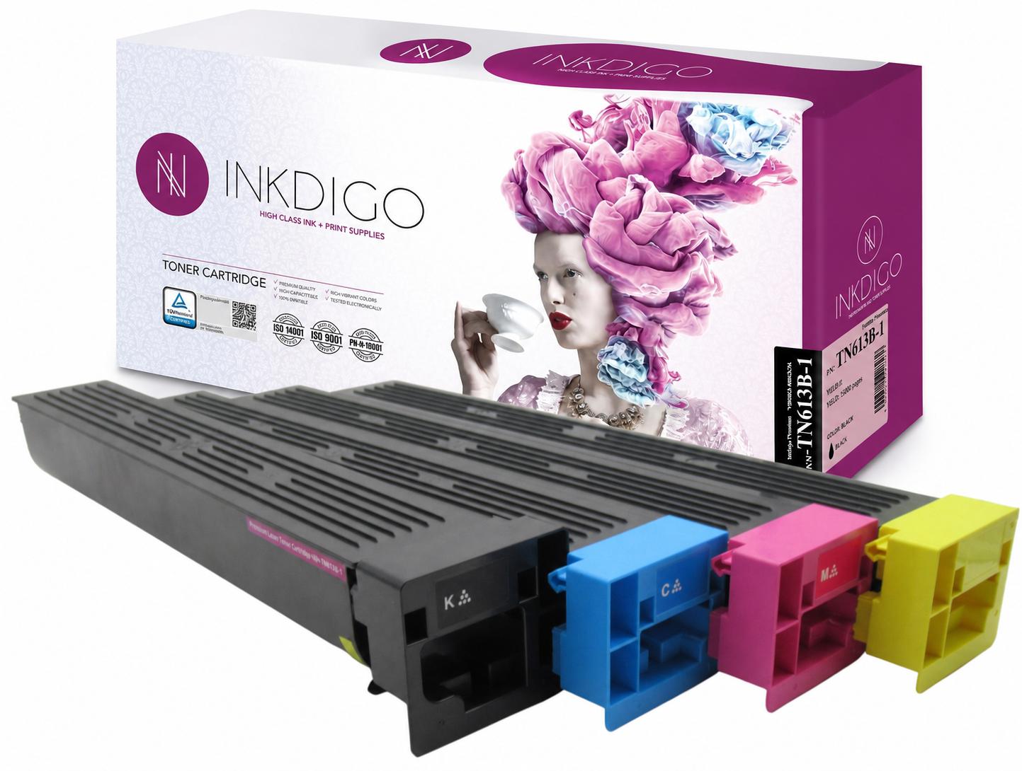 Inkdigo Tonerset TN613 für Minolta Bizhub C452, C552, C552DS, C652 - CMYK,