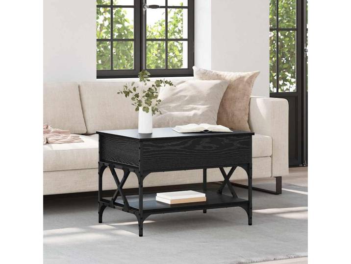 furnicato Couchtisch 70x50x50 cm Schwarz eichen-optik (1-St), Aufklappbarer Wohnzimmertisch mit integriertem Arbeitsplatz