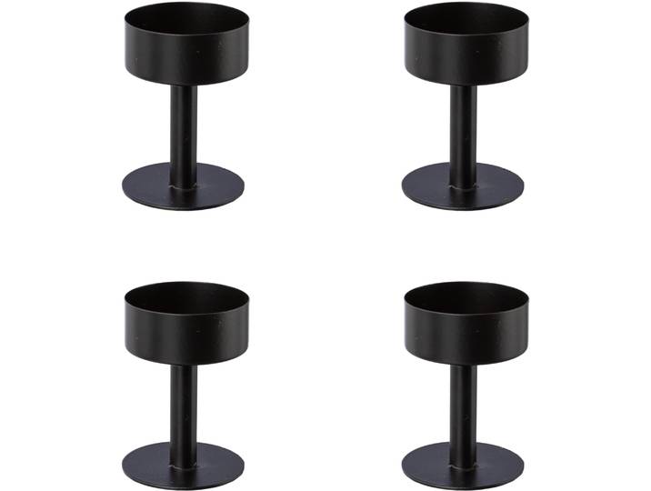 Kerzenhalter CREATIV DECO, schwarz, H:6cm Ø:4,5cm, Metall, Kerzenhalter, Kerzenhalter, für Stumpenkerzen, 4er Set, Ø 4,5 cm