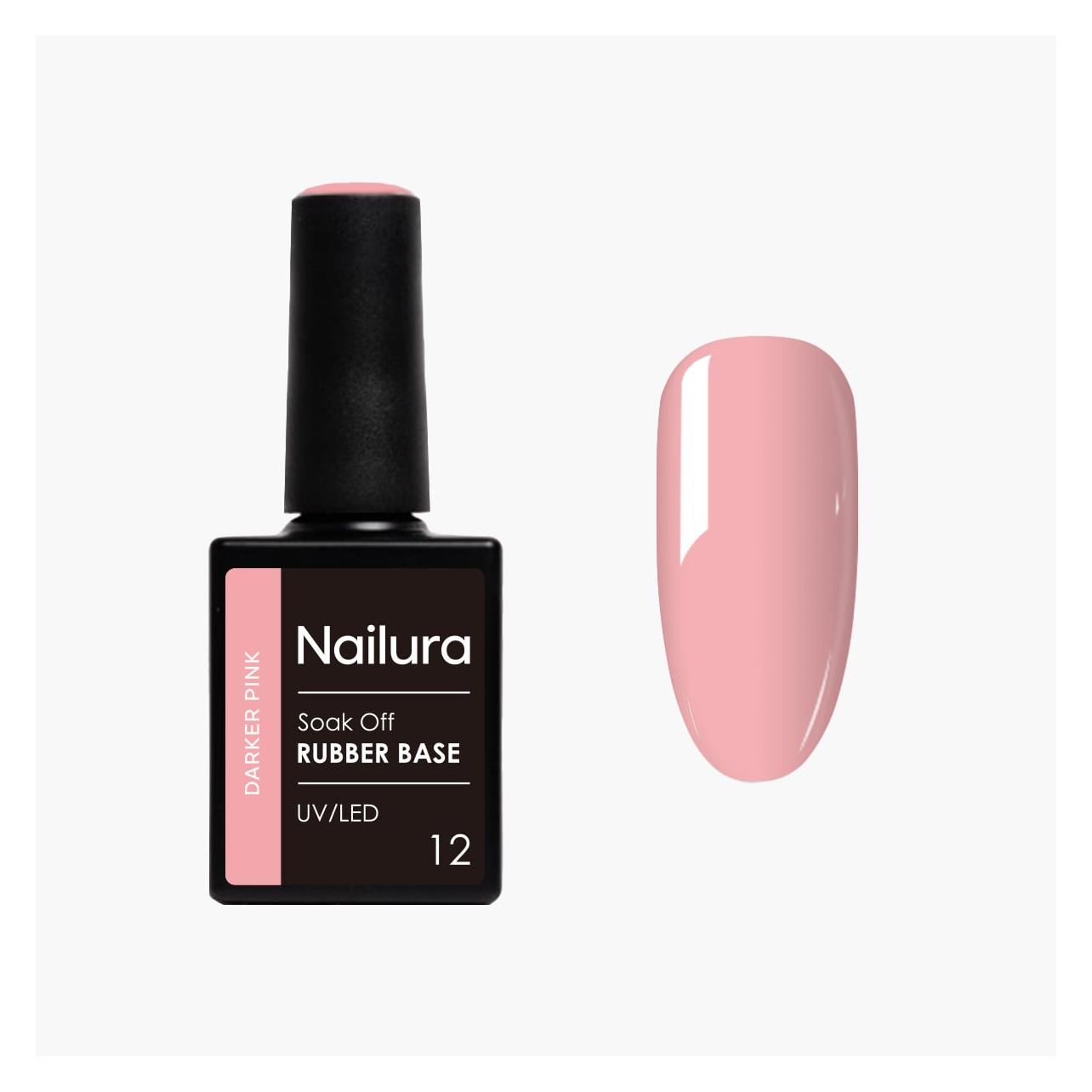 Nailura - Rubber Base 12 - Darker Pink - 10 ml (Darker Pink, Dunkleres Rosa, UV-Gel Lack) (70409)