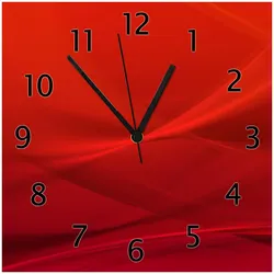 Wallario Uhr 30 x 30 cm, weiße Zeiger Abstrakte rotes Muster - roter Stoff