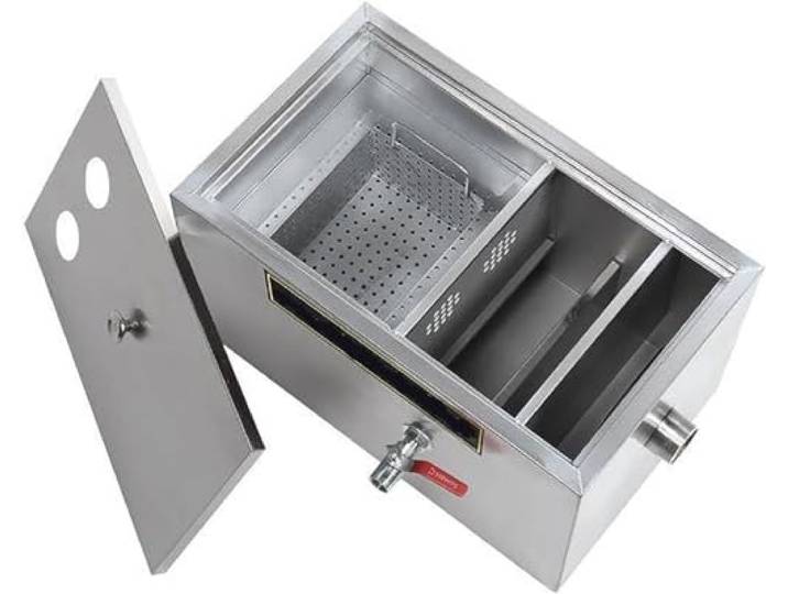 Fettfilter, kommerzieller Edelstahl-Abwasser-Fettabscheider für unter der Spüle, kommerzieller Fettabscheider für Restaurant-Küchen, Hote (Größe: 50 x 29 x 29 cm)