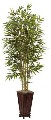 Nearly Natural 6-foot Bamboo Tree with Decorative Planter - Green