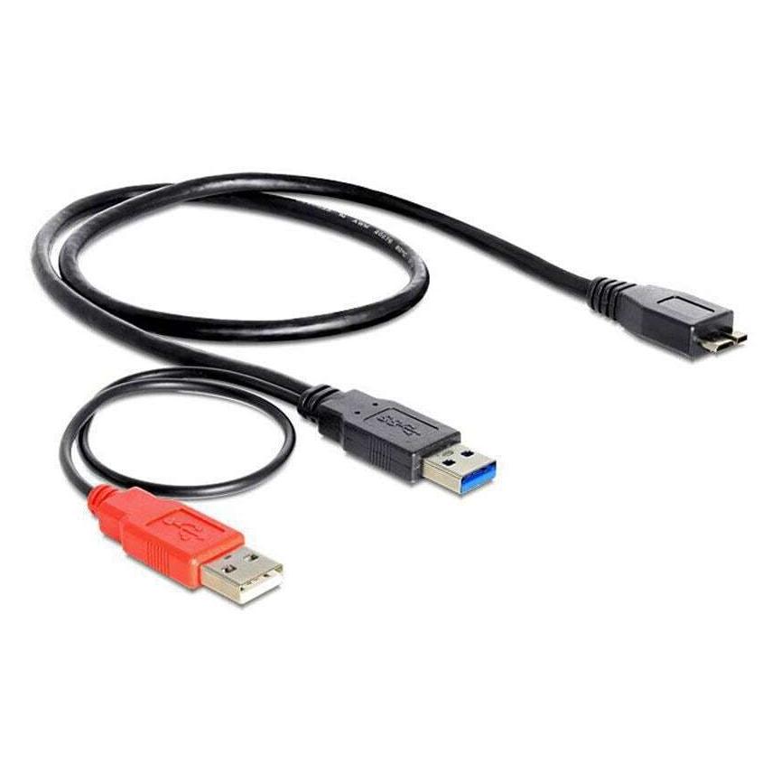Delock Kabel USB 3.0 Y 1x USB 3.0 micro-B St+ USB 2.0-A St 20cm (0.60 m, USB 3.2 Gen 1, 4.50 W) (82909)