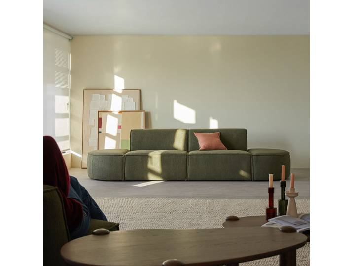 Modulares 2-Sitzer-Sofa aus Stoff in Grün, Dario - Grün - Fabric