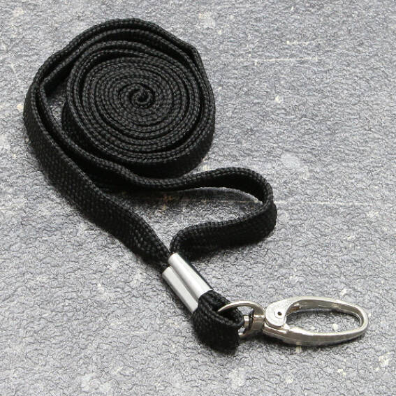 SPRINTIS 100 Unités - Lanyard, largeur 10 mm noir   avec clip mousqueton, polyester